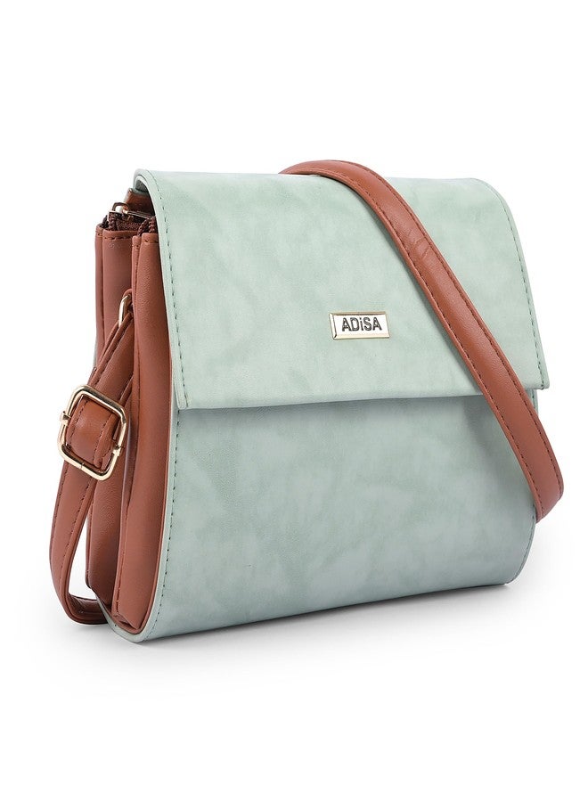 ADISA Women Girls Dual Cross Body Sling Bag (SL5158-GRN) - Image 1